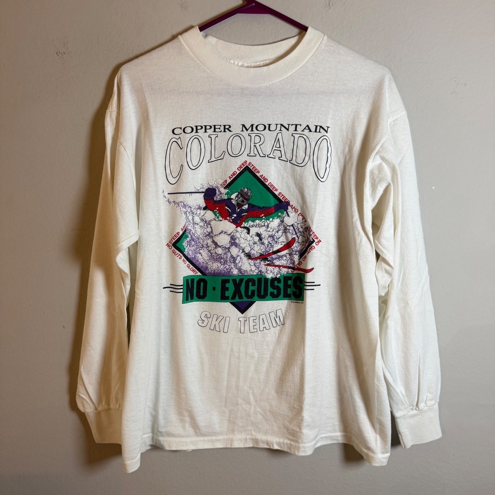 Vintage 1993 Copper Mountain Colorado Ski Team Long Sleeve Shirt Oneita Large